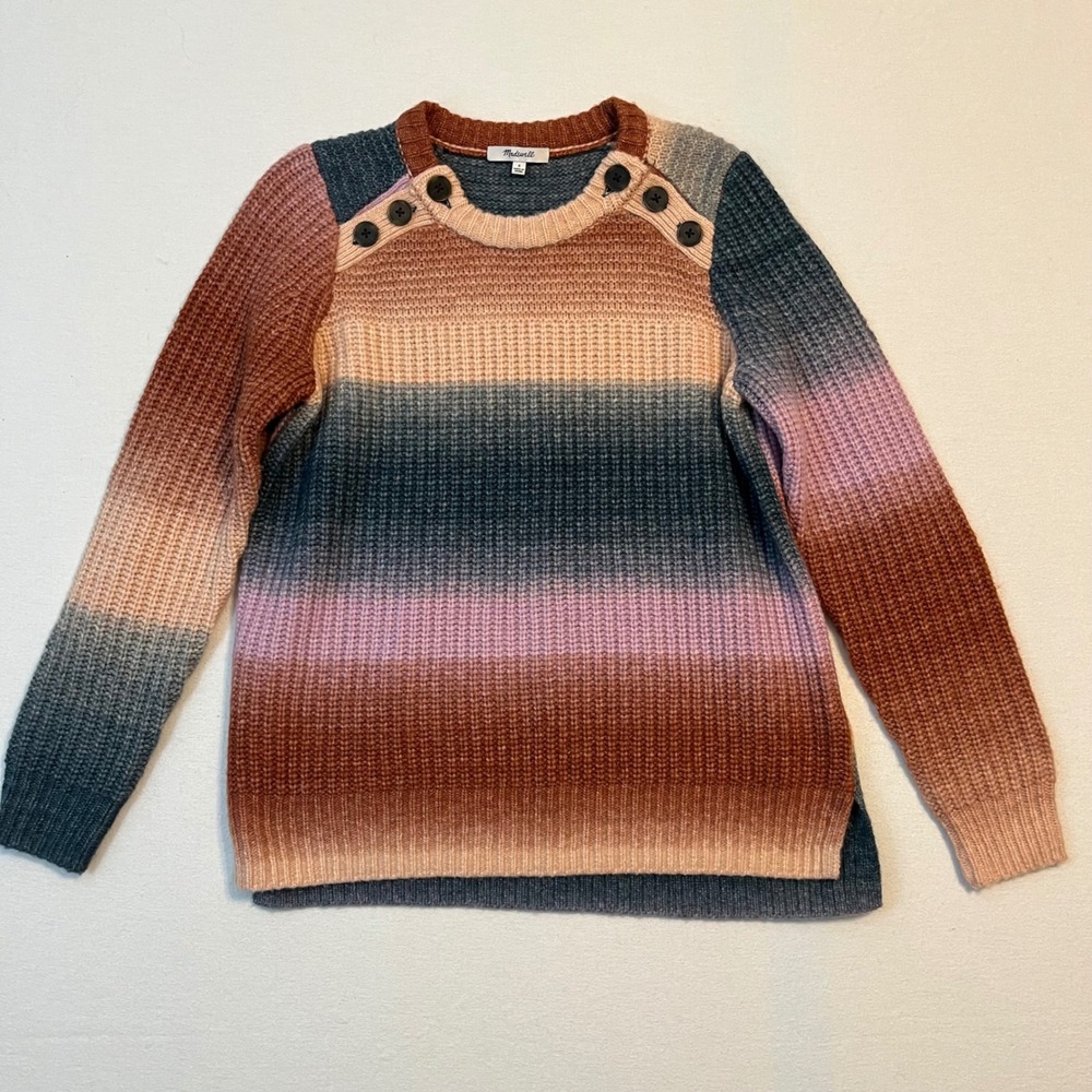 Madewell Wool and Alpaca Blend Sweater S Ombre Earthy Coastal Sunset Textured